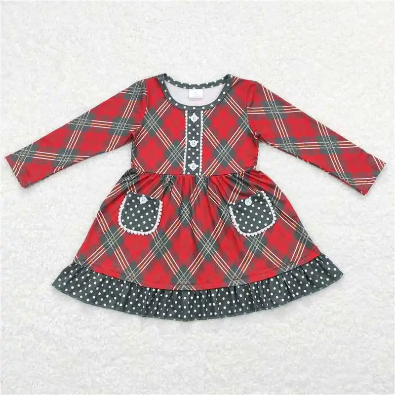 Wholesale Children Long Sleeve Kids Roses Flower Baby Girl Twirl Dress Infant Toddler Spring Fall Floral Knee Length One Piece