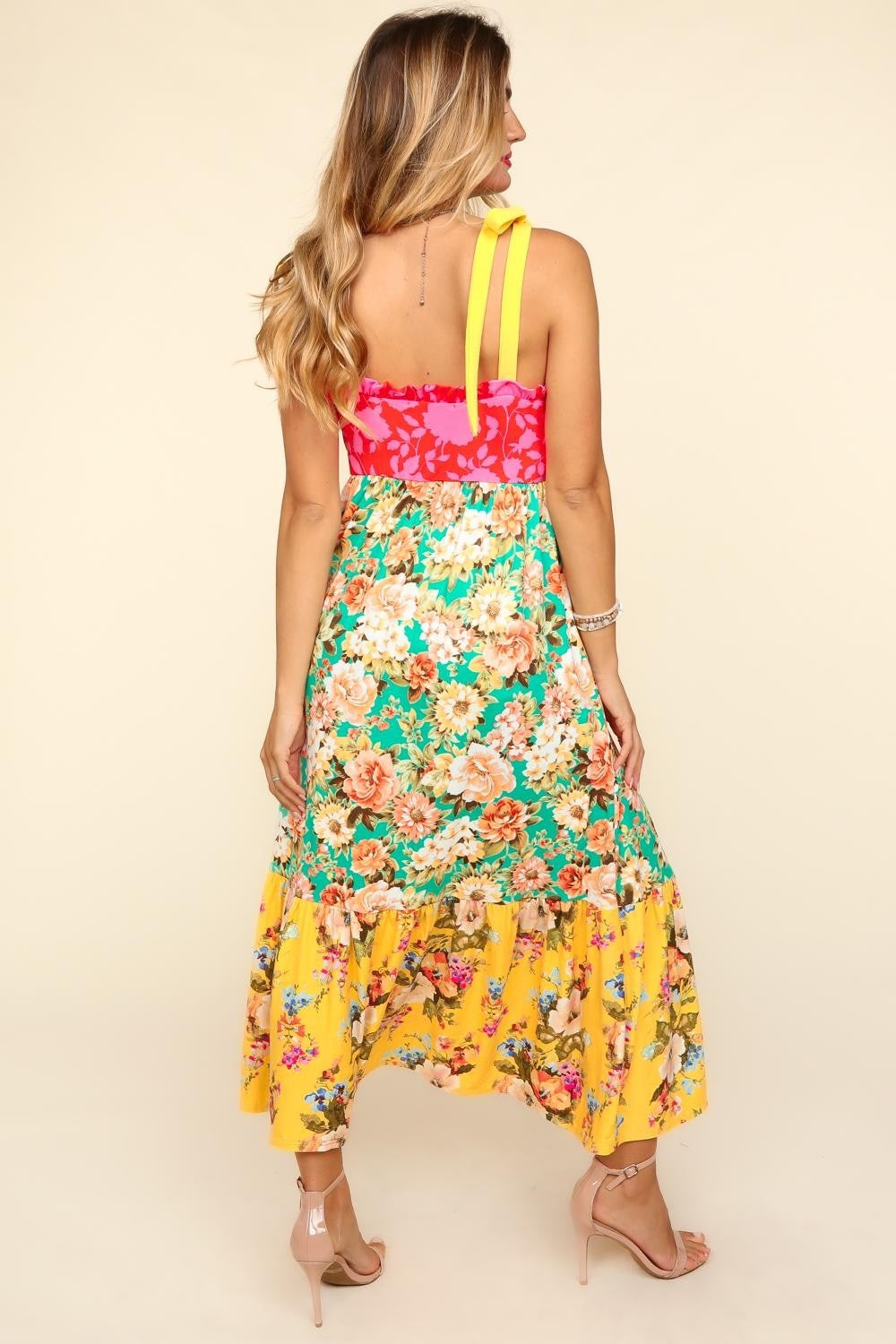 Haptics Floral Color Block Maxi Dress with Pockets