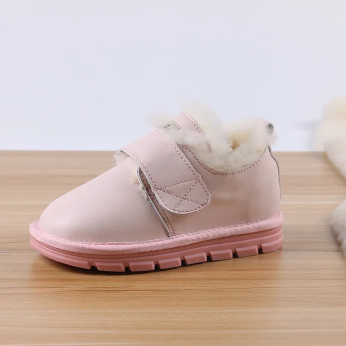 Winter Warm Anti Slip Children's Boots Leather Snow Boots Waterproof Kids Shoes Little Girl's Student Boots Girls' Short Shoes