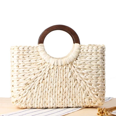 Summer Beach Bag Handmade Rattan Straw Ladies Handbag Simple Straw Women's Large Capacity Tote Bags Women Travel Purses Sac